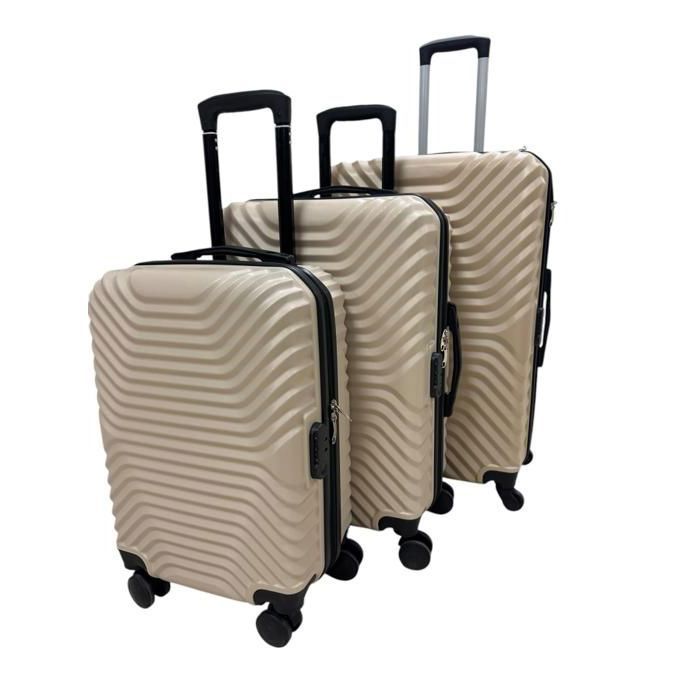 SET DE 3 Valises ABS - New York  (54x68x76cm) - Beige - Coque rigide - T20, T24, T28