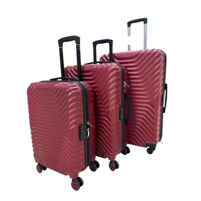 SET DE 3 Valises ABS - New York (54x68x76cm)  - Bordeaux - T20, T24, T28 - Coque rigide