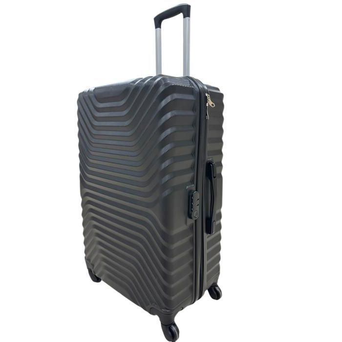 Valise ABS - New York T24 - Noir - Taille M 68 cm - Coque rigide - Roulettes roller