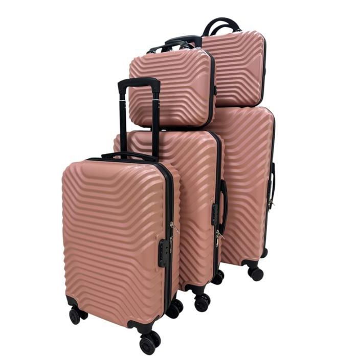 SET DE 3 Valise ABS et 2  Boîtes   - New York (54x68x76x33x38cm)  - Saumon - Boîtes 14 et 16 - T20, T24, T28