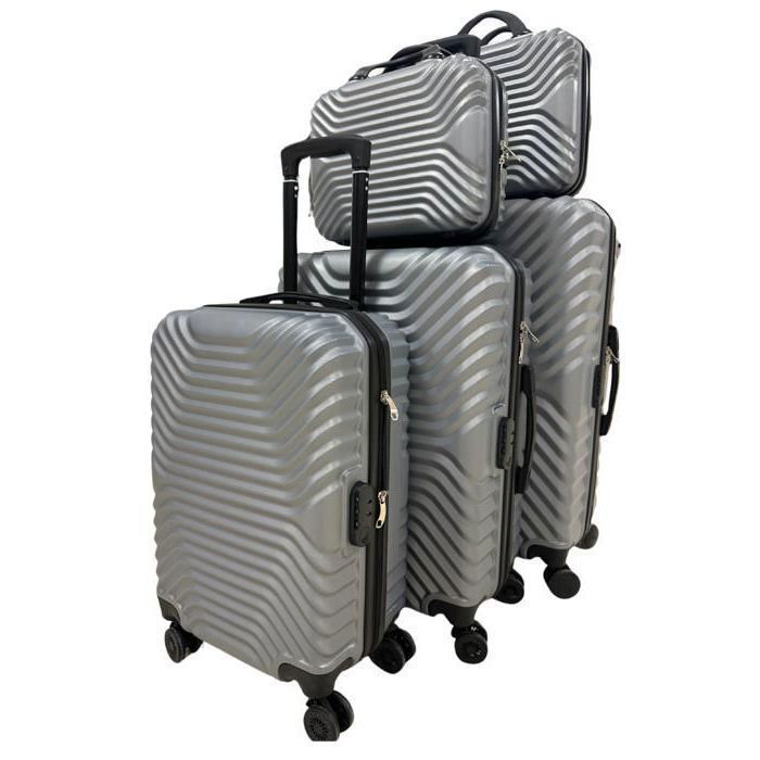 SET DE 3 Valises et 2 Box  ABS - New York (54x68x76x33x38cm) - Box 14 et 16 - Gris  - T20, T24, T28,Box14,Box16