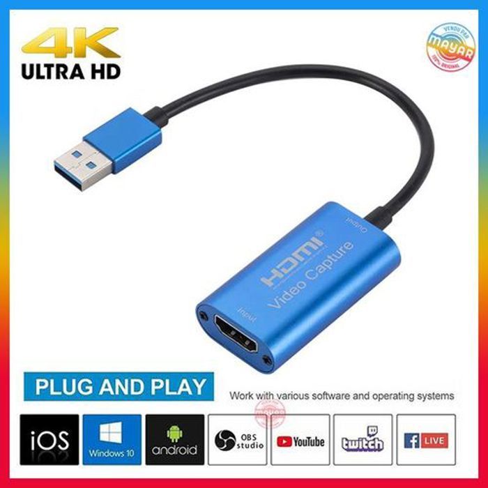 Carte d'Acquisition Vidéo 4K - HDMI - USB 3.0 - Streaming - Gaming - Compatible Windows/MacOS