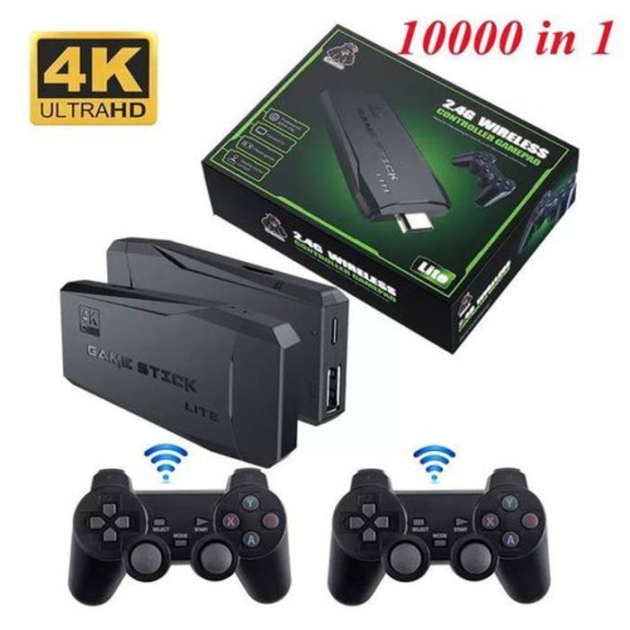 Console de Jeu Vidéo Sans Fil 4K HD - 64 Go - HDMI - 10 000 Jeux Intégrés + 2 Manettes