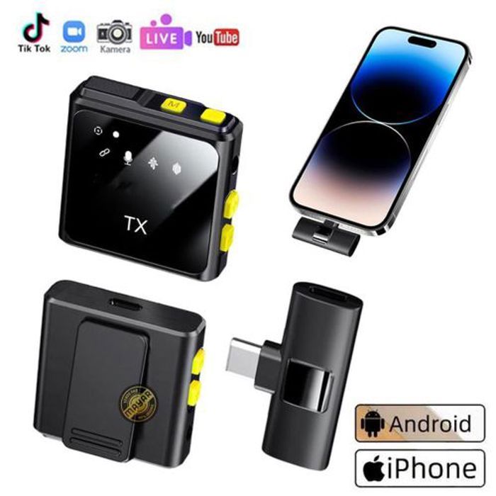 Microphone sans fil Lavalier TYEP-C à puce 2.4G avec réduction intelligente du bruit
