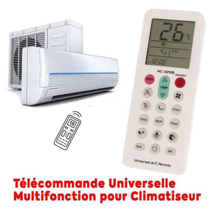 Télécommande universelle - AC-1058 - Rétroéclairage LED - Compatibilité étendue - Écran LCD - Design ergonomique