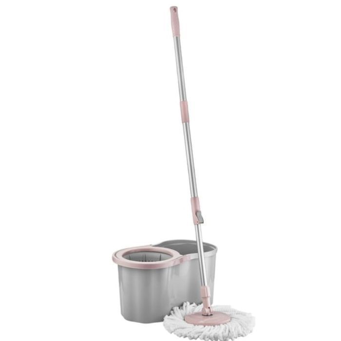 Kit Seau Essoreur avec Serpillère Rotative 360° Ultra – Gris Anthracite – Système d'Essorage Centrifuge – Manche Télescopique