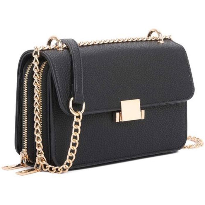 Sac à main -Elisa bag,S.L  - Bandou  lière - Cuir PU souple - Noir - Brillant