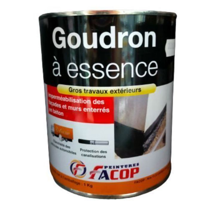 FACOP Imperméabilisation des façades et murs enterrés en béton Goudron à Essence - 1kg
