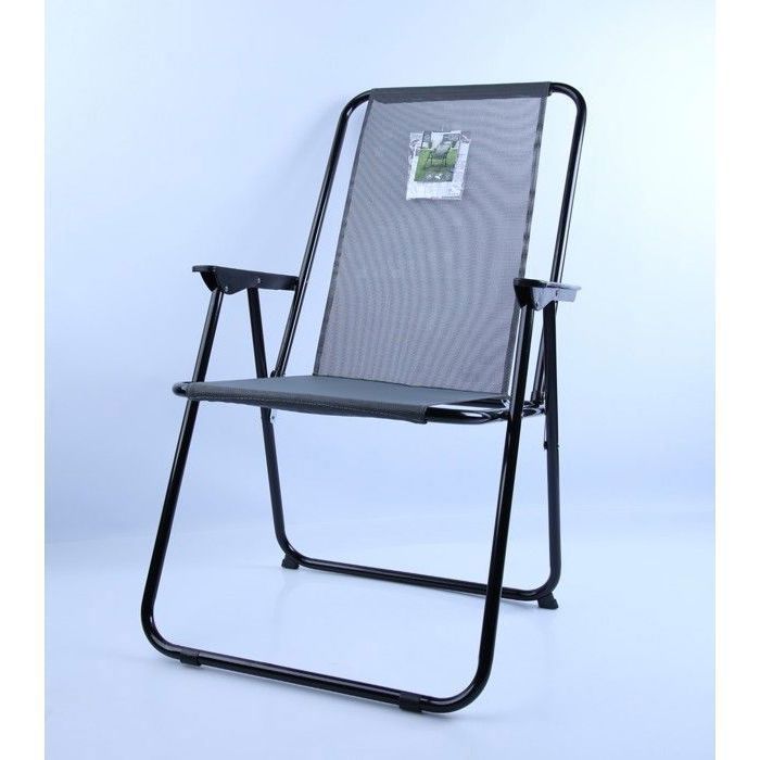 Chaise de Camping Pliable - HDO - HDO0327_MJ - Acier - Noir - 120 kg
