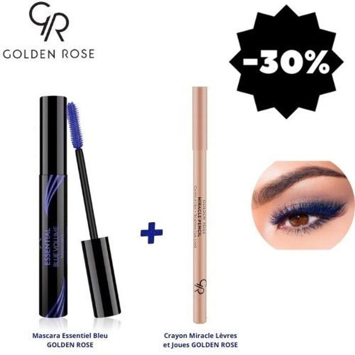 PACK GOLDEN ROSE MASCARA BLEU + CRAYON MIRACLE LEVRES ET YEUX