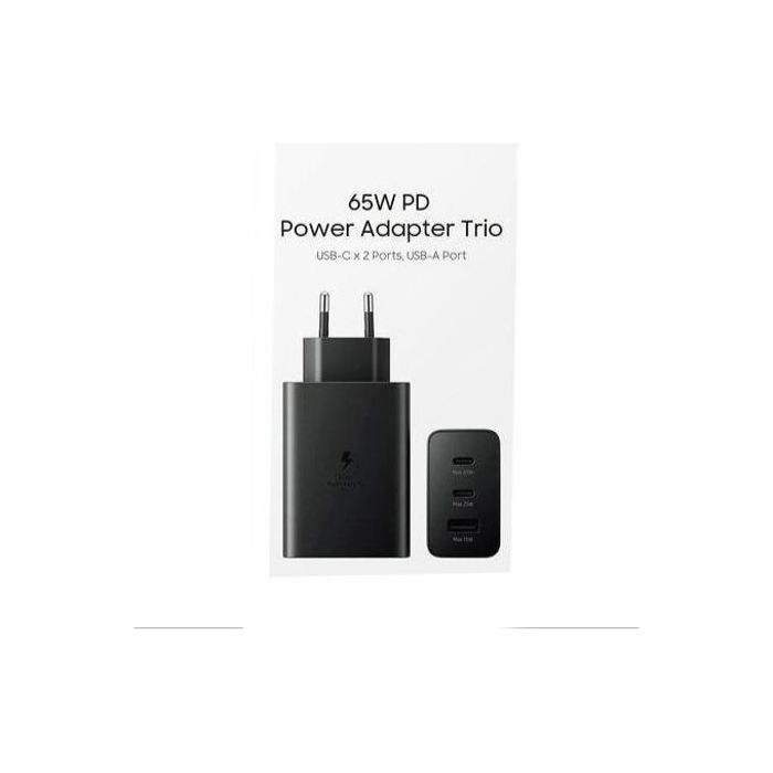 Chargeur - Samsung - Ultra Rapide Trio 65W - 2 Ports USB Type C - 1 Port USB Type A - Noir