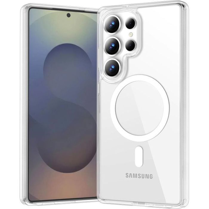 Coque Silicone Transparente Charge Induction pour Samsung S24 ULTRA Sans Fil Magnetic