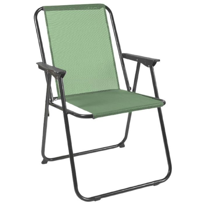 Chaise de camping pliable - Vert - 1 place - Acier - Dimensions: 54x44,5x72,5 cm