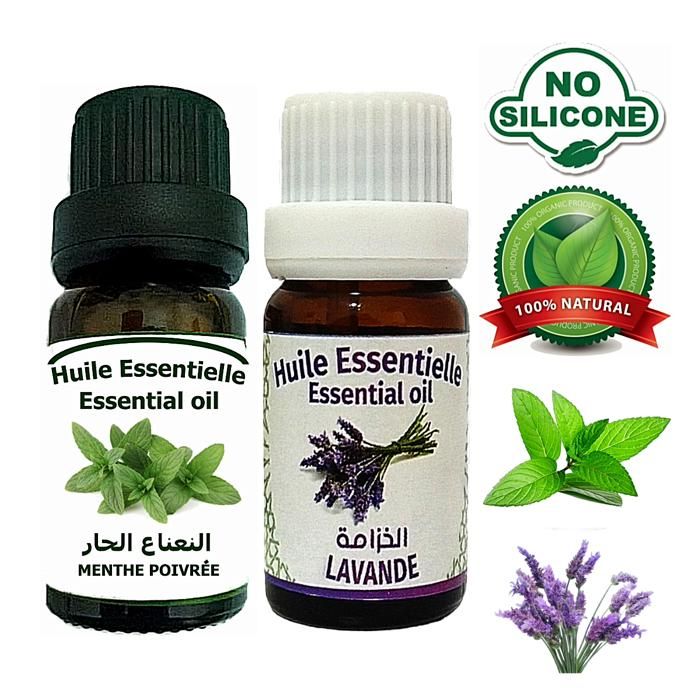 Huile essentielle lavande 100% naturel 10ml + Huile essentielle Menthe poivrée 100% naturel 10ml