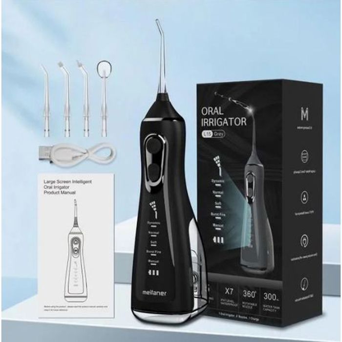 Irrigateur buccal, détartreur dentaire, 5 vitesses réglables, jet d'eau dentaire portable, 350ml