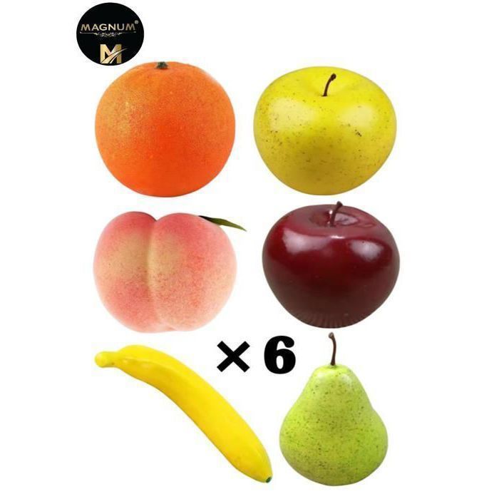 6 Fruits Artificiels Réalistes en Plastique soufflé.