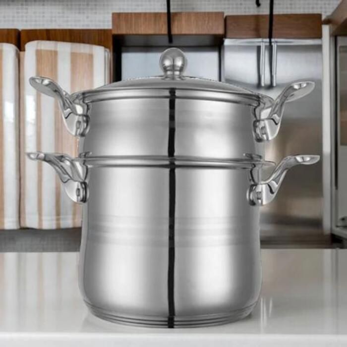Couscoussier - AYA HOME - 8L - Inox - Couvercle en inox - Compatible tous feux