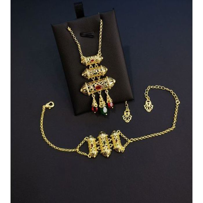 ensemble bijoux bracelet et gourmette plaqué or haut qualité