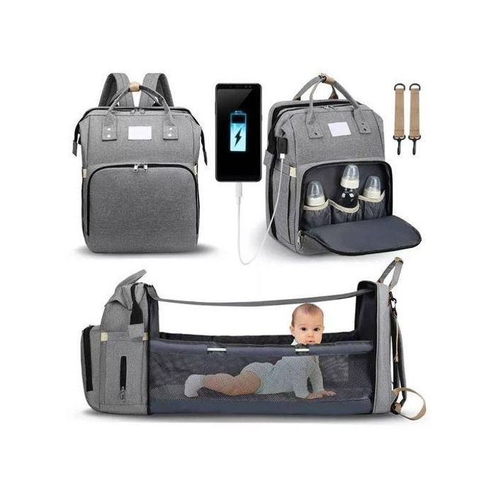 Sac pliable multifonctionnel pour maman et bébé - Gris