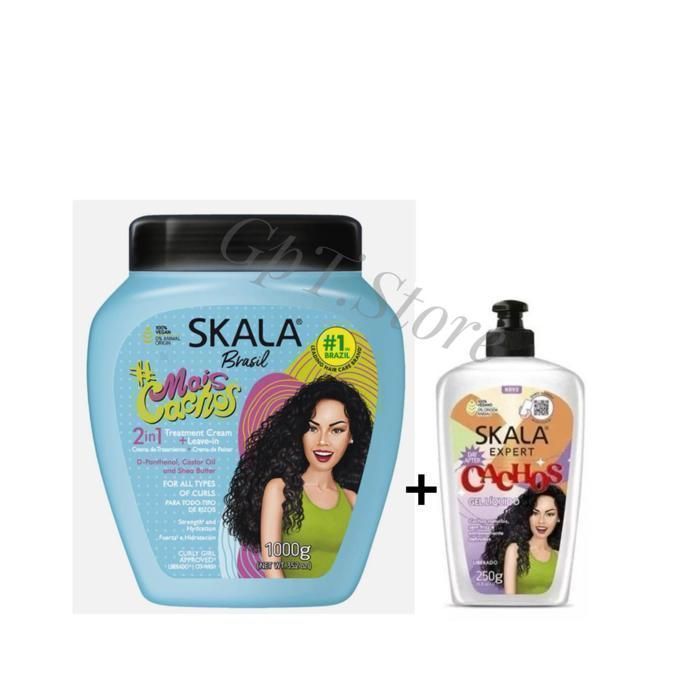 Skala Mais Cachos Crème Bouclante 1000ml+Gel Capillaire Liquide 250g