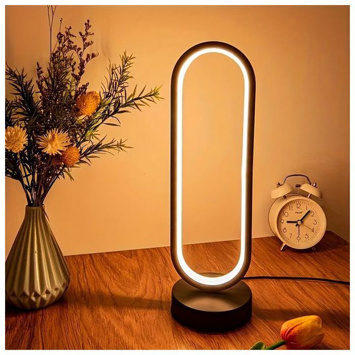 Lampe de bureau LED moderne noire et blanche avec variateur USB, source de lumière LED intérieure, alimentée par USB