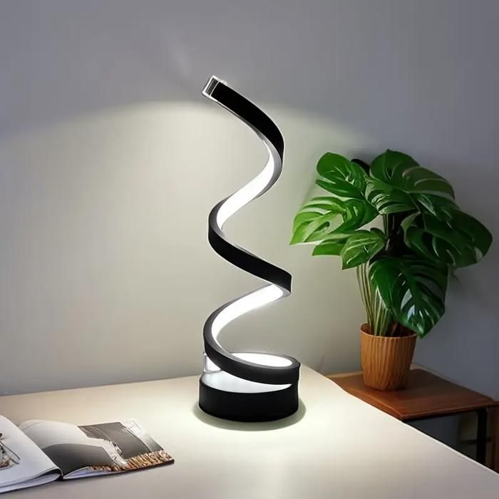 Lampe de Bureau LED Moderne - Alimentée par USB, Gradation Continue, Design Épuré en Spirale, Lumière Blanche Chaude de 5W