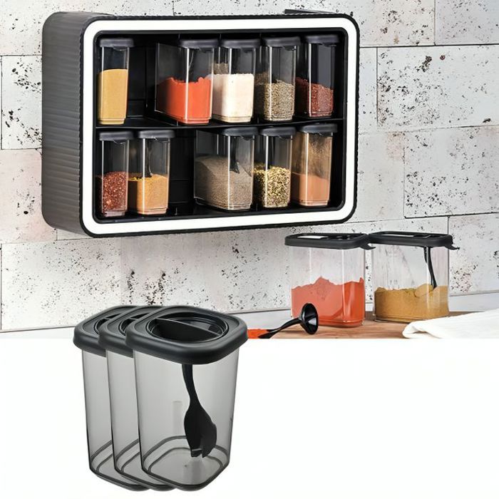 Rangement Ensemble épicier 12 boîte en plastique de cuisine pratique avec cuillères Intégrées