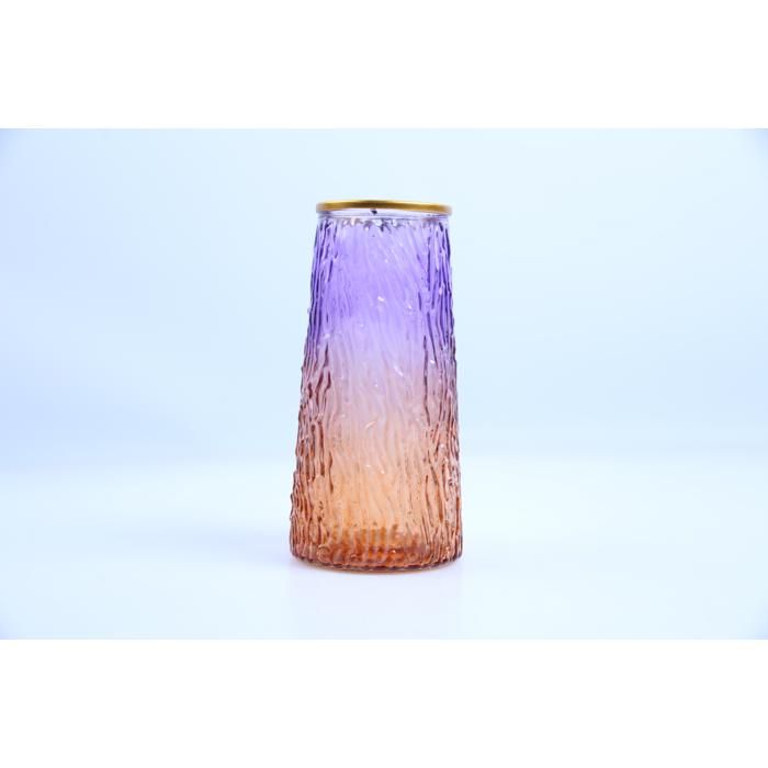 Vase en Verre - HOME DECOR - Orange - Rebord Doré - 10 x 22,5 cm - Élégance Chic
