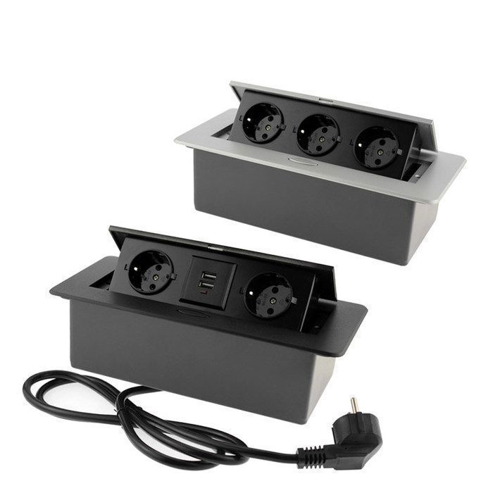 Boîte Passe-Câbles Encastrable – Multiprise Rétractable USB