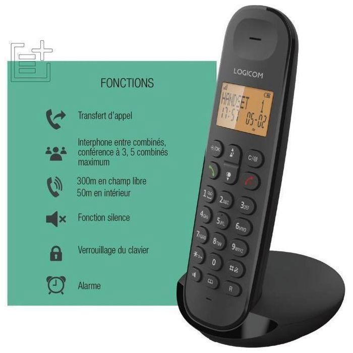 Logicom Téléphone fixe sans fil DECT ILOA 150 SOLO - Blanc