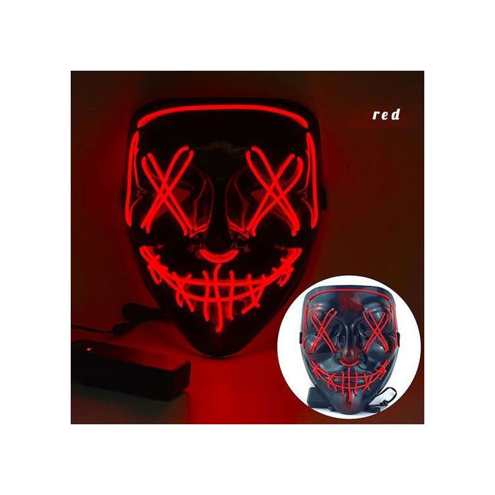 Masque Purge LED - Accessoire Halloween - Néon - Flexible - Réglable - Électroluminescent