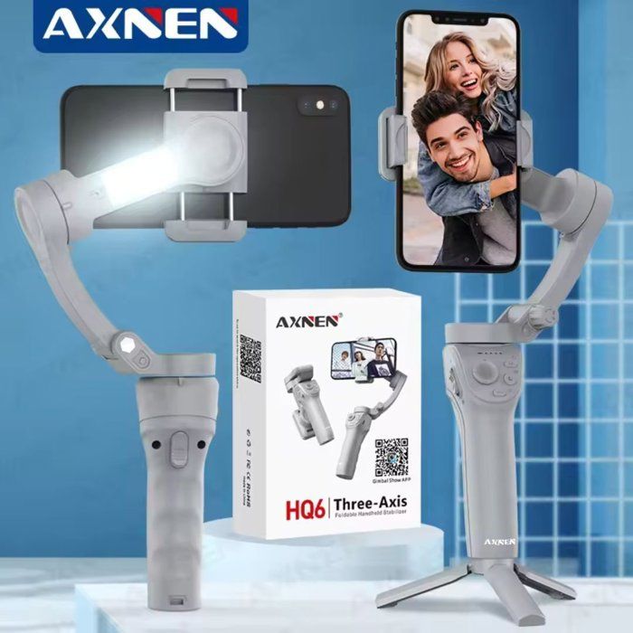 AXNEN HQ6-Stabilisateur de téléphone portable à cardan pliable à 3 axes, photographie de suivi intelligente