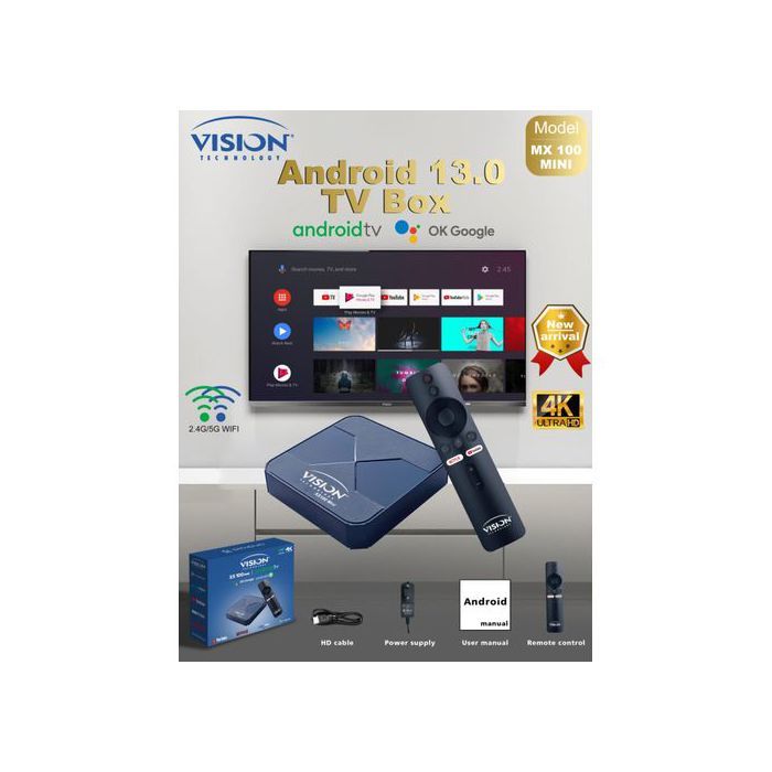 Vision Tv Box Vision XS 100 mini Android 13 + 12 mois Smart I.P.T.V