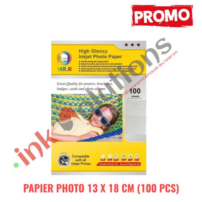 Papier Photo 13CM×18CM (100 PCS) Glossy pour Tous les imprimantes photos