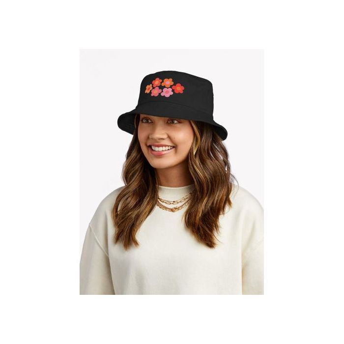 Chapeau Bob - Flowerfull - Noir - Mixte - Motif floral rétro - Confortable et léger - Marjane Mall - Image 3