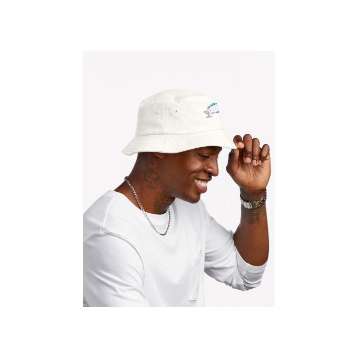 Chapeau Bob Blanc En Coton – Taille Unique, Ficelle Réglable, Bord Surpiqué Effiloché, Style Urbain