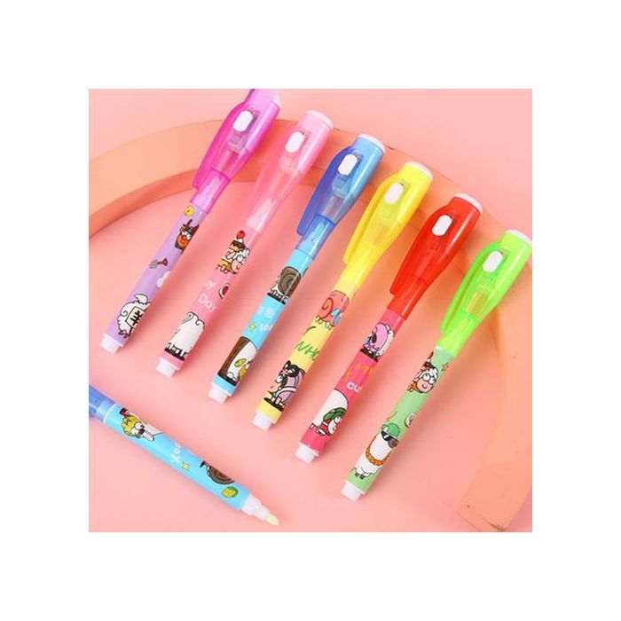 Lot 6 Stylos Multi couleurs à Encre Invisible avec Lampe UV, Parfait pour Messages Cachés