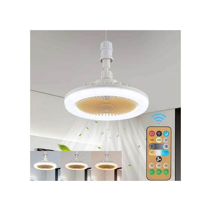 Plafonnier Led Avec Ventilateur et Télécommande, éclairage à 3 Niveaux, 30W