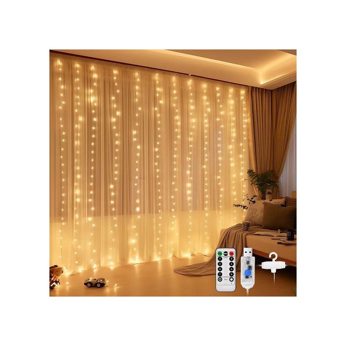Rideau Lumineux USB 300 LED – 8 Modes d’Éclairage Festif