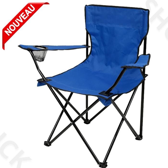Chaise pliante - GENERIC - Camping - Portable - Avec porte-gobelet - Bleu