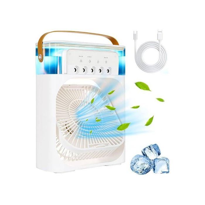 Mini Climatiseur Portatif 3 en 1 – Refroidisseur d’Air, Humidificateur et Ventilateur USB