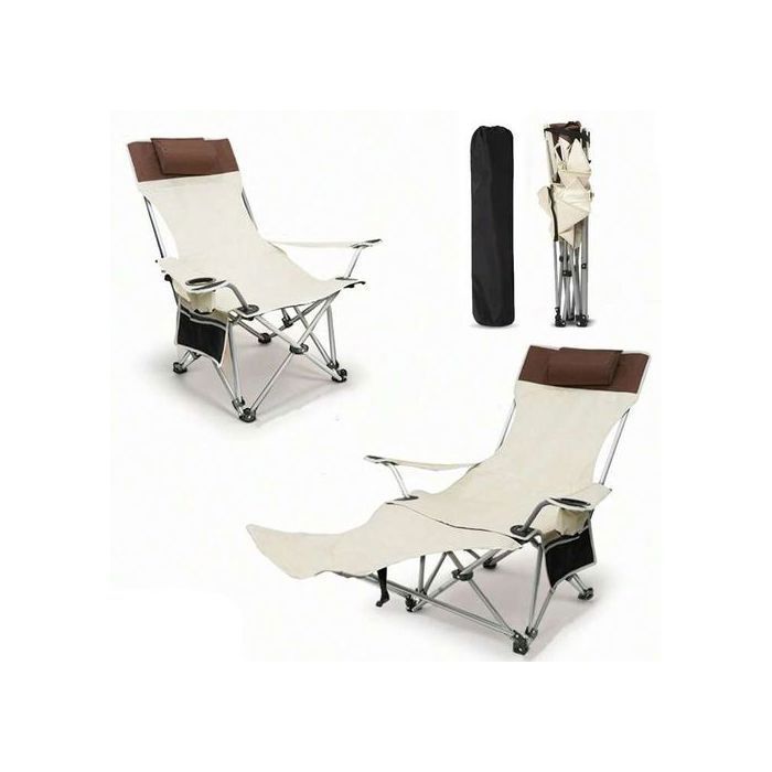 Chaise de Camping avec Appui-Tête, Repose-Pieds, Chaise Pliable pour Plein Air