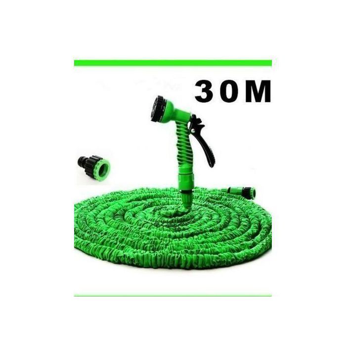 Tuyau Extensible de Lave-Auto et Jardin, Longueur 30m avec Pistolet à Eau 7 Jets