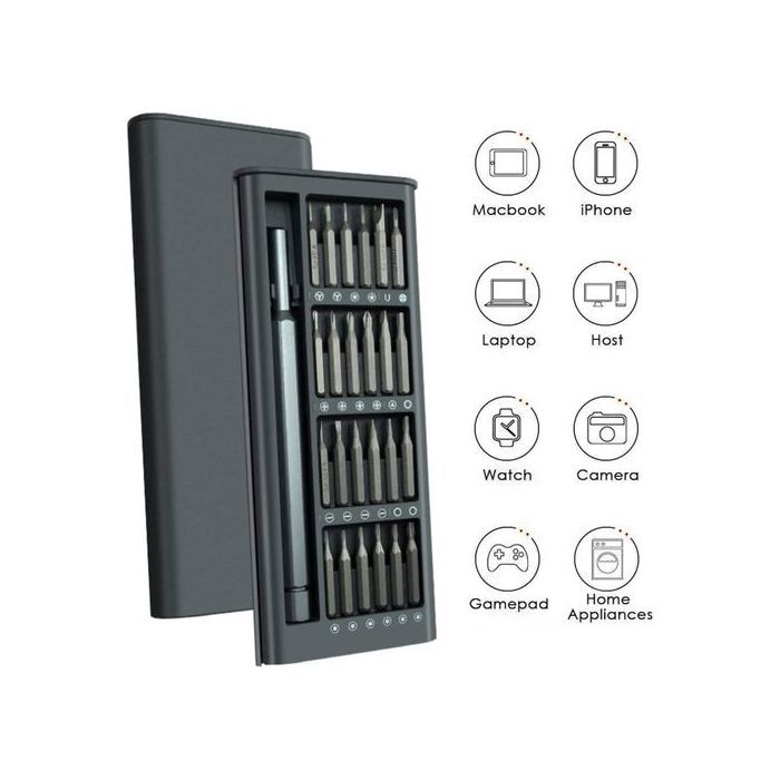 Kit de tournevis 24 en 1 magnétique, embouts plats et cruciformes, pour appareils électroniques