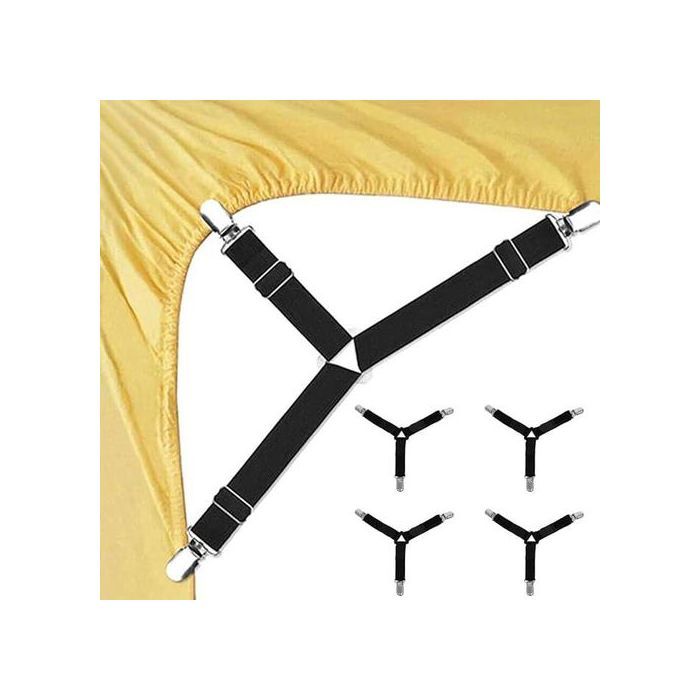 Lot de 4 Sangles Élastiques pour Draps, Fixation Solide et Réglable sous le Matelas