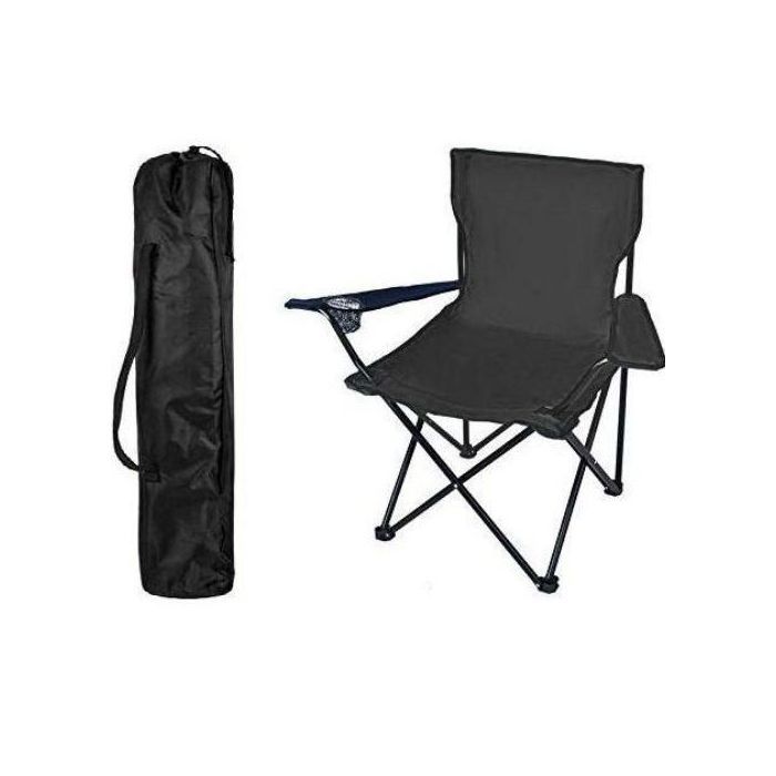 Chaise Pliante de Camping avec Porte-gobelet, Siège de Plage Léger pour Pique-Nique et Randonnée, Noir
