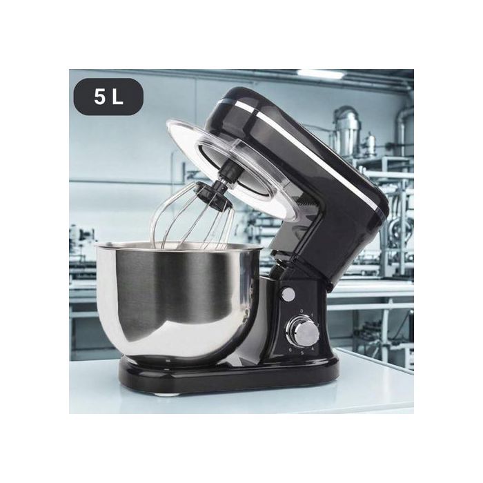 Robot pâtissier multifonction 1200W, 6 vitesses + Pulse, bol inox 5L, idéal pour pâtisserie et boulangerie