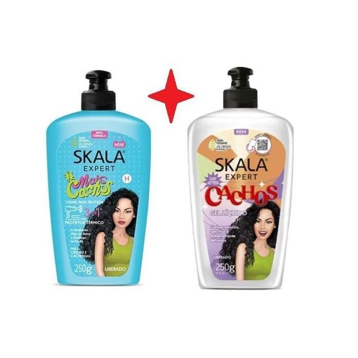 Skala Mais Cachos Gel Liquide Élimine Les Frisottis & Mais Cachos 3 En 1 Crème - 250g x 2