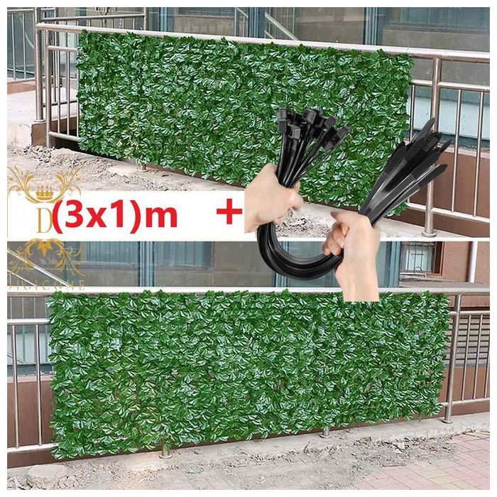 Haie artificielle - GENERIC - 3x1 mètres - Plastique résistant - Décoration murale - Extérieur