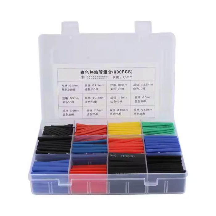 kit de 800 pièces ensemble de tubes thermorétractables assortiment Kit de gaine d'emballage d'isolation électrique